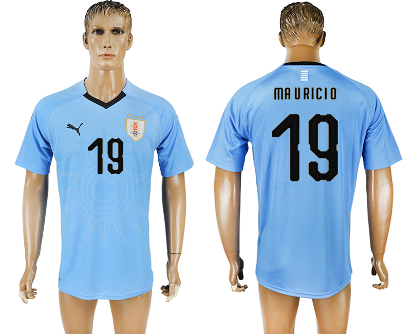 2018 world cup Maillot de foot Uruguay #19 MAURICIO BLUE